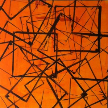 Painting titled "carrément orange" by Vcasey, Original Artwork, Oil
