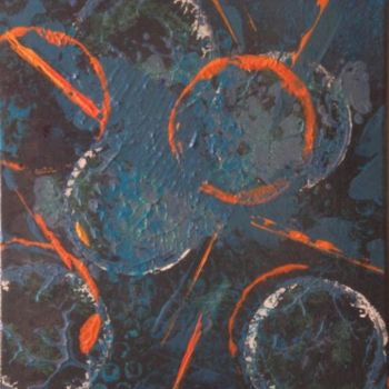Painting titled "Bubbles in Blue" by Vcasey, Original Artwork