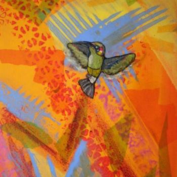 Painting titled "hummingbird heart" by Vcasey, Original Artwork