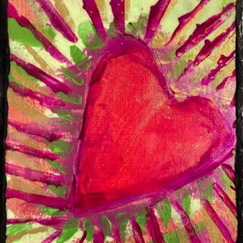 Ζωγραφική με τίτλο "Heartshine" από Vcasey, Αυθεντικά έργα τέχνης, Ακρυλικό Τοποθετήθηκε στο Ξύλινο φορείο σκελετό