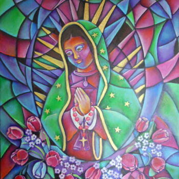Pittura intitolato "Flores a la Virgen…" da Vedi, Opera d'arte originale, Acrilico