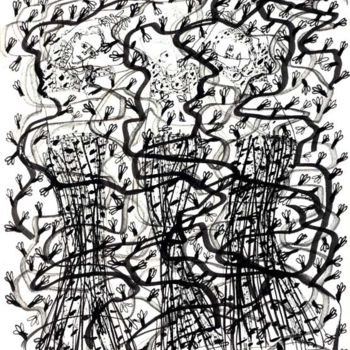 Desenho intitulada "Naika & Tree Trunk-4" por Ved Nayar, Obras de arte originais, Outro