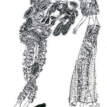 Disegno intitolato "Naika & Tree Trunk-8" da Ved Nayar, Opera d'arte originale, Altro