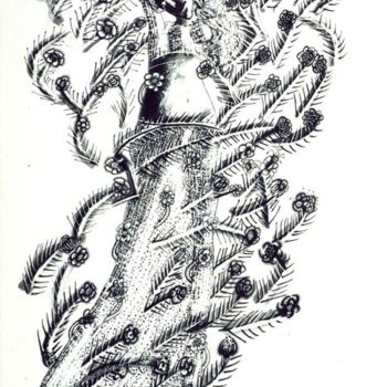 Drawing titled "Naika & Tree Trunk-…" by Ved Nayar, Original Artwork, Other