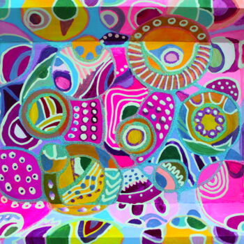 Скульптура под названием "Colorful tray" - Veera Zukova, Подлинное произведение искусства, Дерево