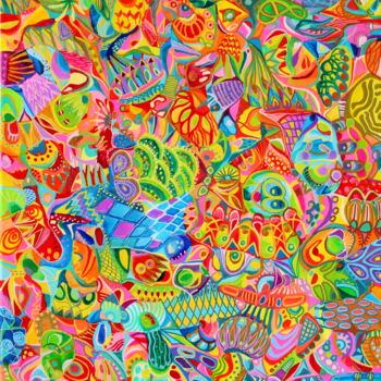 Картина под названием "336. Magnet" - Veera Zukova, Подлинное произведение искусства, Акрил Установлен на Деревянная рама дл…