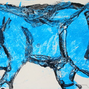 Schilderij getiteld "525. Blue horse pow…" door Veera Zukova, Origineel Kunstwerk, Acryl