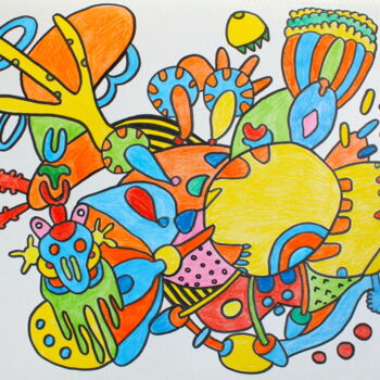 Dessin intitulée "553. Colorful Abstr…" par Veera Zukova, Œuvre d'art originale, Crayon