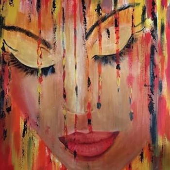 Painting titled "Shyness" by Veerle Defer, Original Artwork, Acrylic