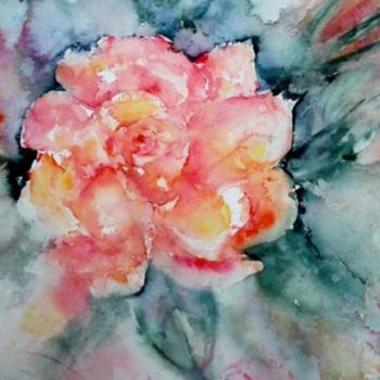 Painting titled "roses of joy" by Veerle Defer, Original Artwork, Watercolor
