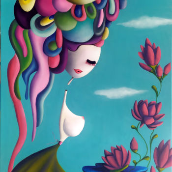 Картина под названием "Bloom" - Véga Vénusie, Подлинное произведение искусства, Акрил