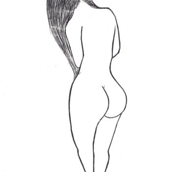 Drawing titled "Pudeur" by Vegeto, Original Artwork, Ink