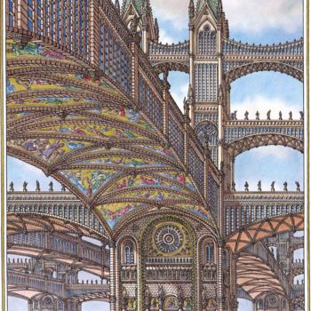 Dessin intitulée "Мосты мечты" par Артур Скижали-Вейс, Œuvre d'art originale, Encre