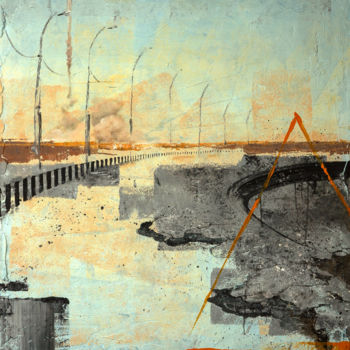 Картина под названием "Ремонт дороги" - Viktoria Veisbrut, Подлинное произведение искусства, Акрил
