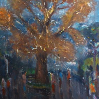 Картина под названием "Осень. Большой плат…" - Вячеслав Карелин, Подлинное произведение искусства, Масло