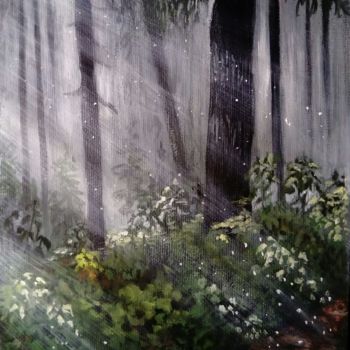 Painting titled "The Forest Path" by Tatyana Knyazeva, Original Artwork, Tempera