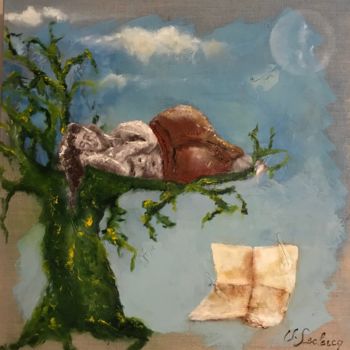 Painting titled "Dame endormie et ar…" by Velec, Original Artwork, Oil