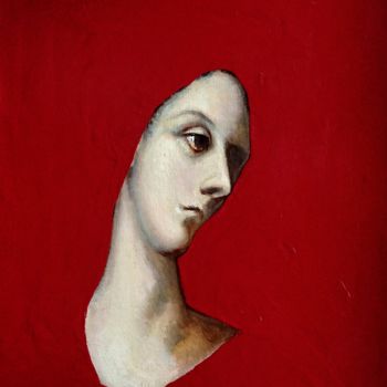 Картина под названием ""portrait with red…" - Aleksandar Velichkovski, Подлинное произведение искусства, Масло