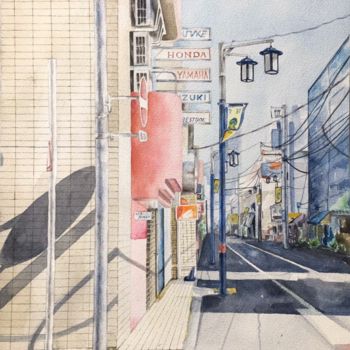 「street」というタイトルの絵画 Oksana Poluektovaによって, オリジナルのアートワーク, 水彩画