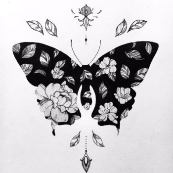 Schilderij getiteld "butterfly" door Oksana Poluektova, Origineel Kunstwerk, Aquarel