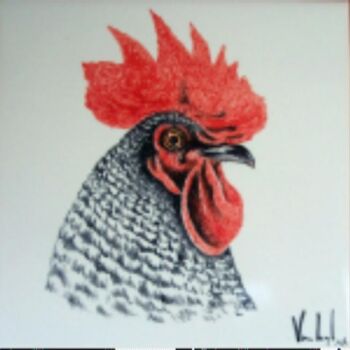 Painting titled "Cock's head 2008" by Venessa Lagrand, Original Artwork, Oil