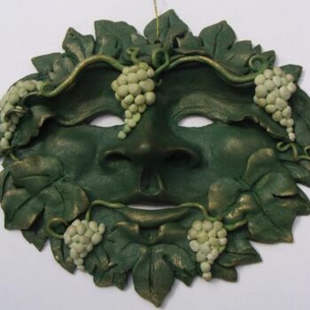 Ambacht getiteld "Green Man Tree Face…" door Venessa Lagrand, Origineel Kunstwerk