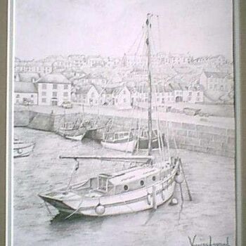 Dessin intitulée "Porthleven Harbour…" par Venessa Lagrand, Œuvre d'art originale