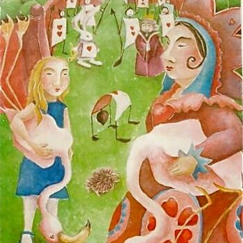 Painting titled "Alice in Wonderland…" by Venessa Lagrand, Original Artwork, Watercolor