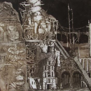 Gravures & estampes intitulée "The Tower of Babilo…" par Georgi Veniaminov, Œuvre d'art originale, Autre