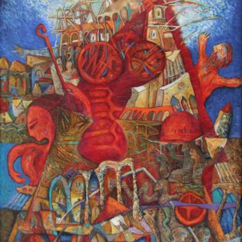 Peinture intitulée "The Babilone's towe…" par Georgi Veniaminov, Œuvre d'art originale, Huile