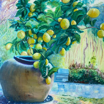 Peinture intitulée "Les citrons" par Vénie, Œuvre d'art originale, Huile