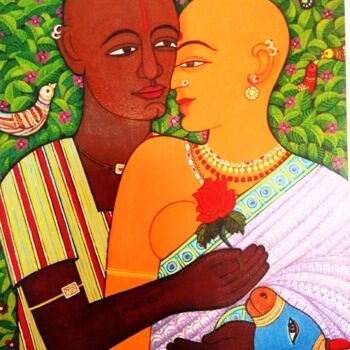 Pintura intitulada "expression-of-love-…" por Venkata Swamy Valluri, Obras de arte originais