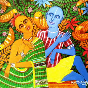 Картина под названием "family-discussion-2…" - Venkata Swamy Valluri, Подлинное произведение искусства, Акрил