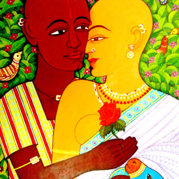 Painting titled "expression-of-love-…" by Venkata Swamy Valluri, Original Artwork, Acrylic