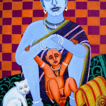 Картина под названием "mother-child-2015-a…" - Venkata Swamy Valluri, Подлинное произведение искусства, Акрил