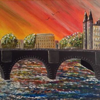 绘画 标题为“Paris Au Pont Neuf” 由Venuldii, 原创艺术品, 丙烯 安装在纸板上