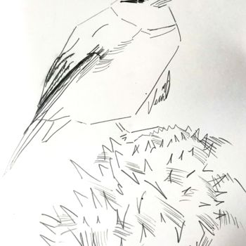 Tekening getiteld "Bird2" door Venüs Ezgi Kurtoğlu, Origineel Kunstwerk, Houtskool