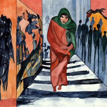 Malerei mit dem Titel "Der Gang nach Canos…" von Vera Boldt, Original-Kunstwerk, Aquarell