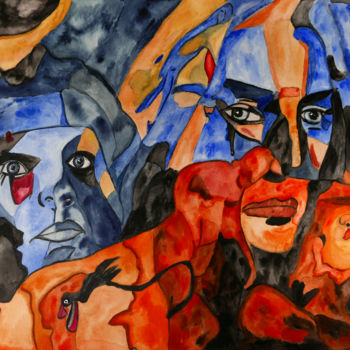 Malerei mit dem Titel "Mr. President" von Vera Boldt, Original-Kunstwerk, Aquarell