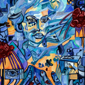 Pintura intitulada "vive la liberté" por Vera Boldt, Obras de arte originais, Aquarela