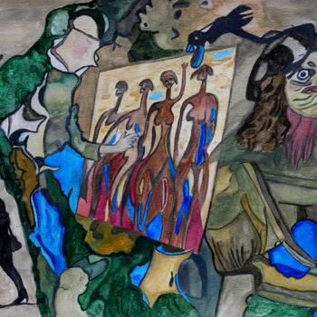 Pittura intitolato "Der Maler und sein…" da Vera Boldt, Opera d'arte originale, Acquarello