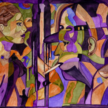 Malerei mit dem Titel "Ein Raucherproblem" von Vera Boldt, Original-Kunstwerk, Aquarell