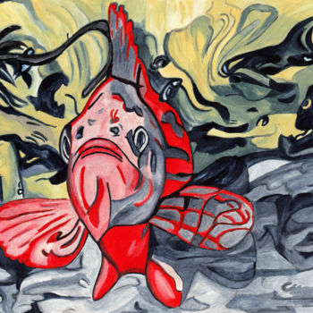 "Fischgesichter" başlıklı Tablo Vera Boldt tarafından, Orijinal sanat, Suluboya