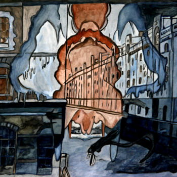 Pintura titulada "Speicherstadt" por Vera Boldt, Obra de arte original, Acuarela