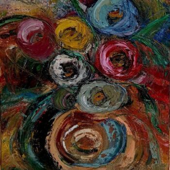 Painting titled "Vaso ao acaso" by Vera Borges, Original Artwork, Oil Mounted on Wood Stretcher frame
