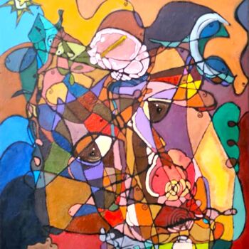 Painting titled "Fragmentada II" by Vera Borges, Original Artwork, Acrylic Mounted on Wood Stretcher frame