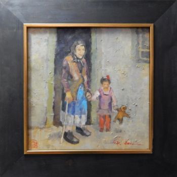 Peinture intitulée "Two generations" par Vera Dan, Œuvre d'art originale, Autre