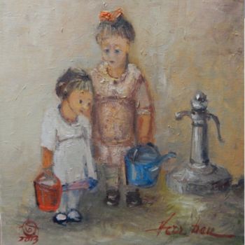 Peinture intitulée "The Fountain" par Vera Dan, Œuvre d'art originale, Autre