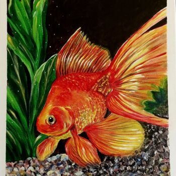 Картина под названием "Золотая рыбка" - Vera Filatova, Подлинное произведение искусства, Акрил