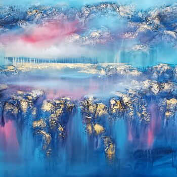 Pittura intitolato ""Mystery lake"" da Vera Hoi, Opera d'arte originale, Acrilico
